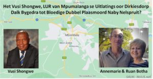 Vusi Shongwe, LUR van Mpumalanga se Uitlatings na Dirkiesdorp Skietery het Dalk Bygedra tot Bloedige Dubbele Plaasmoord