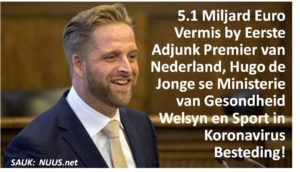 5.1 Miljard Euro Vermis by Eerste Adjunk Premier van Nederland, Hugo de Jonge se Ministerie van Sport in Nederland se Koronavirus Besteding!