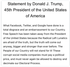 Trump Kritiseer Facebook, Twitter en Google Wat die VSA President se Vryheid van Spraak Weggeneem het om "Radikale Linkse Gekke" te Paai!